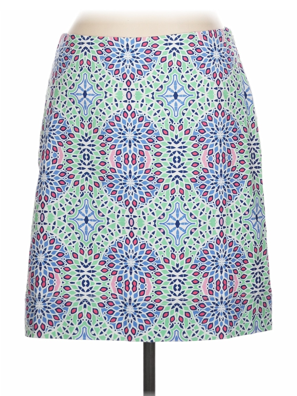 Talbots Petites Women’s Floral Mosaic Skirt, Green/Blue/Pink, Size 6P